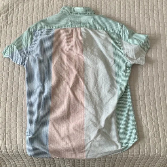 J. Crew Multicolor Striped Short Sleeve Shirt, Classic Medium - Picture 5 of 7